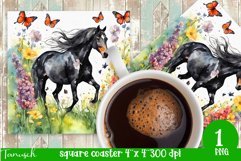 Watercolor horse memorial SQUARE COASTER sublimation PNG Product Image 1
