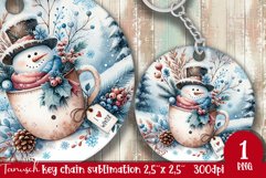 cute rustic Christmas snowman keychain Sublimation Product Image 1
