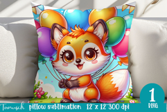 Happy Birthday pillow BALOON SUBLIMATION PNG Product Image 1