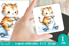 watercolor nursery Animals MAGNET sublimation / Baby Tiger Product Image 1