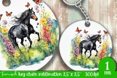 watercolor horse keychain Sublimation design PNG Product Image 1