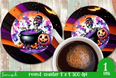 funny skeleton Halloween ROUND COASTER sublimation PNG Product Image 1