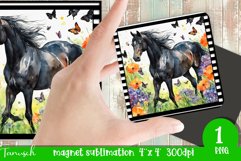 Watercolor horse memorial MAGNET sublimation PNG Product Image 1