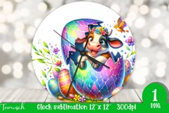 funny happy EASTER wall clock Sublimation hatching Egg Product Image 1