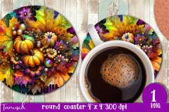 FALL Pumpkin &amp; Sunflowers Round Coaster sublimation bundle Product Image 21