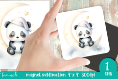 watercolor nursery Animals MAGNET sublimation / Baby Panda Product Image 1