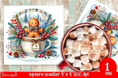 cute rustic Christmas Square Coaster sublimation / snowman Product Image 1