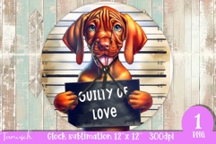 funny mugshot dog in prison Wall Clock sublimation design Product Image 1