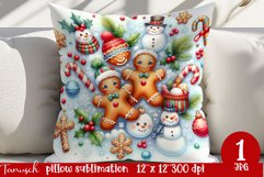 cute rustic Christmas Pillow sublimation / gingerbread Product Image 1