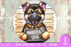 funny mugshot dog in prison Wall Clock sublimation design Product Image 1