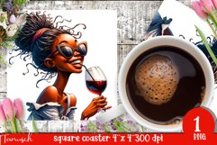 funny Mother&#039;s DAY Wine square coaster Sublimation Coffee Product Image 1