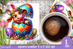 EASTER hatching egg square coaster spring Sublimation Product Image 1