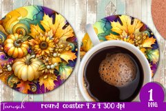 FALL Pumpkin &amp; Sunflowers Round Coaster sublimation bundle Product Image 22