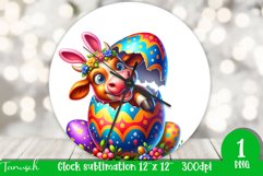 funny happy EASTER wall clock Sublimation hatching Egg Product Image 1