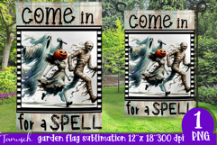 vintage Creepy sublimation Halloween Garden Flag PNG Product Image 1