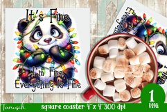 funny christmas PANDA Square Coaster Sublimation Fine Product Image 1