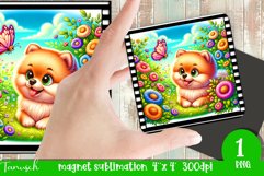Floral DOG magnet sublimation retro frame POMARANIAN Product Image 1