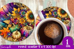 FALL Pumpkin &amp; Sunflowers Round Coaster sublimation bundle Product Image 23