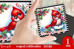 Christmas whimsical red cardinal magnet retro Sublimation Product Image 2