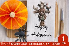 Creepy sublimation Halloween kitchen towel JPG Product Image 1