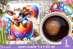 EASTER hatching egg square coaster spring Sublimation Product Image 1