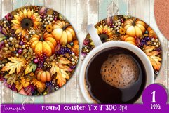 FALL Pumpkin &amp; Sunflowers Round Coaster sublimation bundle Product Image 24