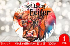 funny HIGHLAND COW wall clock sublimation PNG Product Image 1