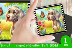 Floral DOG magnet sublimation retro frame WEIMARANER Product Image 1