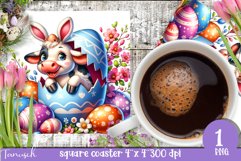 EASTER hatching egg square coaster spring Sublimation Product Image 1