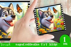 Floral DOG magnet sublimation retro frame MALAMUTE Product Image 1