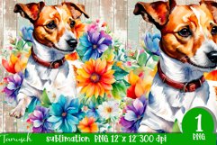 watercolor Jack Russel dog sublimation PNG Product Image 1