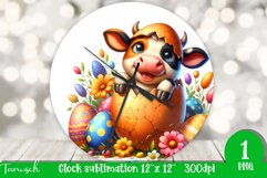 funny happy EASTER wall clock Sublimation hatching Egg Product Image 1