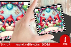 Christmas whimsical red cardinal magnet retro Sublimation Product Image 3