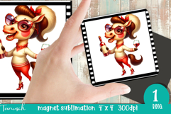 whimsical animals magnet sublimation design PNG Product Image 1