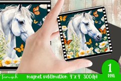 Watercolor horse memorial MAGNET sublimation PNG Product Image 1