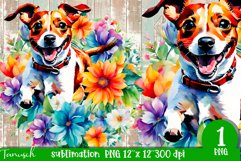 watercolor Jack Russel dog sublimation PNG Product Image 1