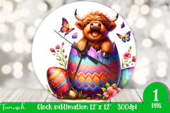 funny happy EASTER wall clock Sublimation hatching Egg Product Image 1