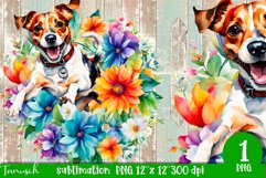 watercolor Jack Russel dog sublimation PNG Product Image 1