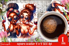 funny Mother&#039;s DAY Wine square coaster Sublimation Coffee Product Image 1