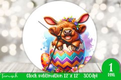 funny happy EASTER wall clock Sublimation hatching Egg Product Image 1