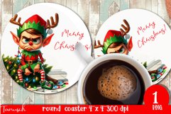 funny christmas round coaster Sublimation PNG Product Image 1