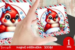 Christmas whimsical red cardinal magnet retro Sublimation Product Image 4