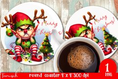 funny christmas round coaster Sublimation PNG Product Image 1