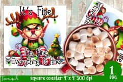 funny christmas ELF Square Coaster Sublimation Fine Product Image 1