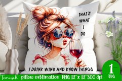 funny Wine pillow Sublimation / dead inside design Product Image 1