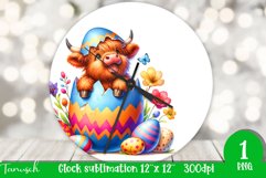 funny happy EASTER wall clock Sublimation hatching Egg Product Image 1