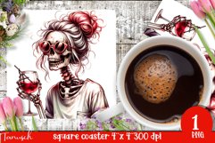 funny Mother&#039;s DAY Wine square coaster Sublimation Coffee Product Image 1