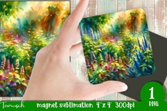 Herbs Garden magnet sublimation / watercolor JPG Product Image 1