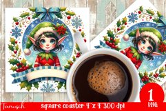 Christmas whimsical elf square coaster Sublimation bundle Product Image 4