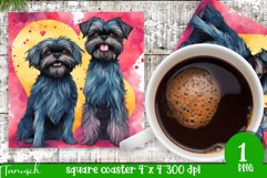 watercolor affenpinscher dog square coaster sublimation PNG Product Image 1